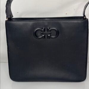 Salvatore Ferragamo Black Leather Shoulder Bag